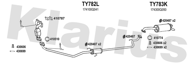 Klarius TY782L - Box With Centre Pipe  - Fits Toyota Yaris 1.0