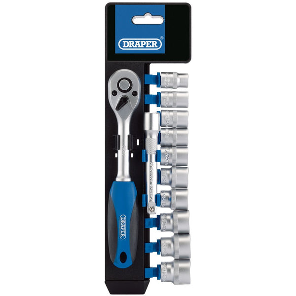 Metric Socket and Ratchet Set, 3/8" Sq Dr (12 Piece)
