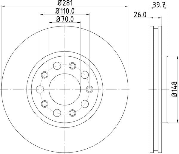Mintex Brake Discs fits -Alfa Romeo Fiat Jeep V345:5 MDC2258 (also fits other vehicles)