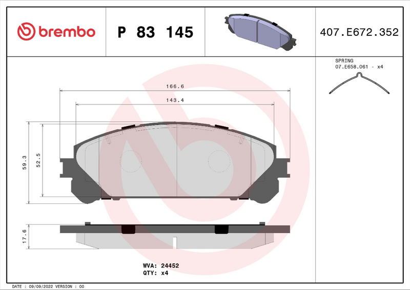Brembo Brake Pad Set - P83145