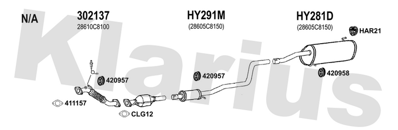 Klarius 302137 - Front Pipe For Cat  - Fits Hyundai i20 1.2
