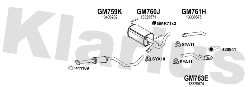 Klarius GM759K - Box With Centre Pipe  - Fits Opel Astra J 1.4T