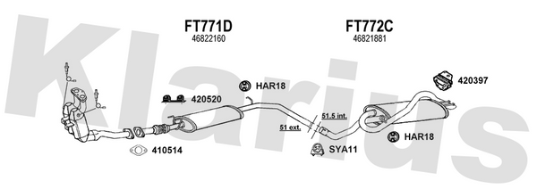 Klarius FT771D - Box With Centre Pipe  - Fits Fiat Stilo 1.8i