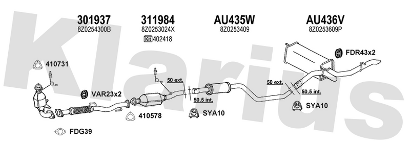 Klarius 301937 - Front Pipe For Cat  - Fits Audi A2 1.6i