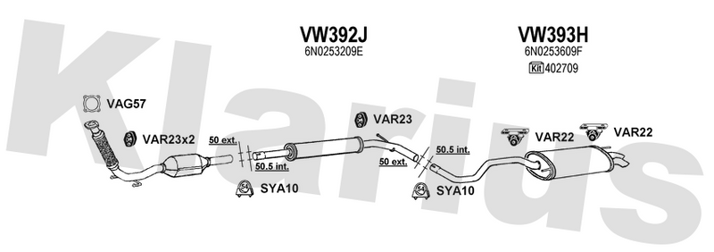 Klarius VW392J - Box With Centre Pipe  - Fits Volkswagen Polo 1.7SDi