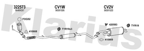 Klarius 322573 - Catalyst Type Approved Withpip  - Fits Chevrolet Matiz 0.8i,1.0i