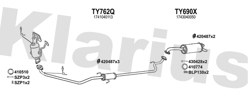 Klarius TY762Q - Box With Centre Pipe  - Fits Toyota Yaris 1.0VVTi