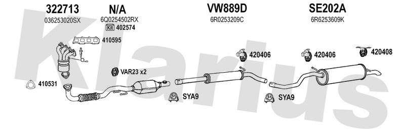 Klarius VW889D - Box With Centre Pipe  - Fits Seat Ibiza V 1.4