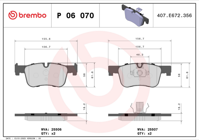 Brembo Brake Pad Set - P06070