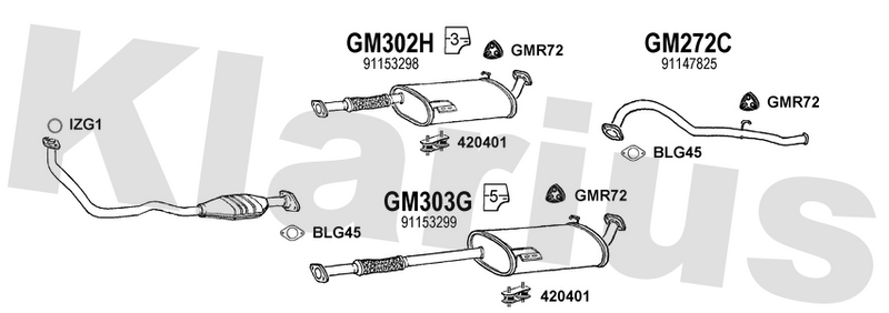 Klarius GM303G - Box With Centre Pipe  - Fits Opel Frontera 2.5TD
