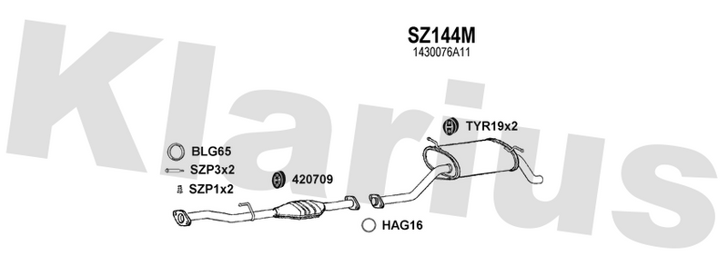 Klarius SZ144M - Box With Tail Pipe  - Fits Suzuki Carry 1.3i