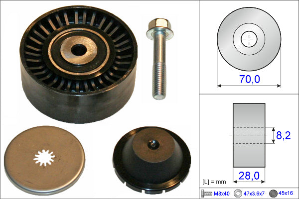 INA Deflection/Guide Pulley - V-Ribbed Belt - Part No - 532060010