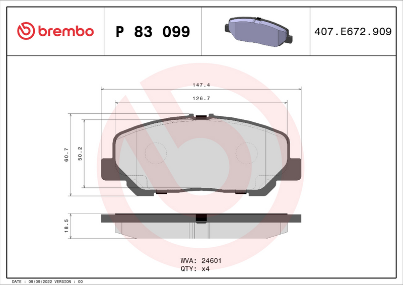 Brembo Brake Pad Set - P83099