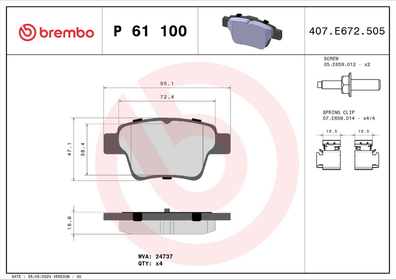 Brembo Brake Pad Set - P61100