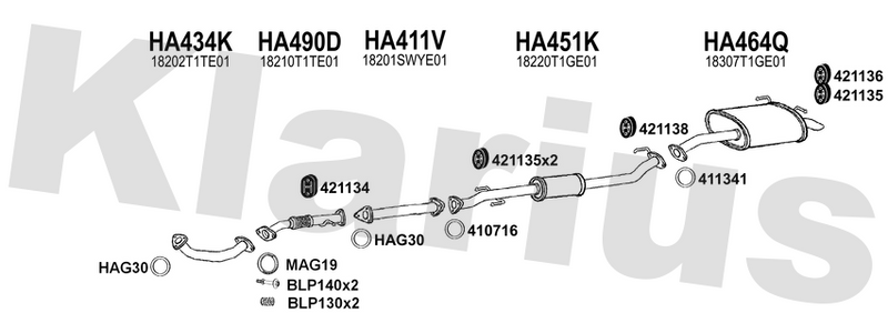 Klarius HA434K - Front Pipe  - Fits Honda CR-V 1.6 i-DTEC