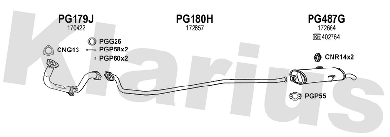 Klarius PG179J - Front Pipe  - Fits Peugeot 205 1.0