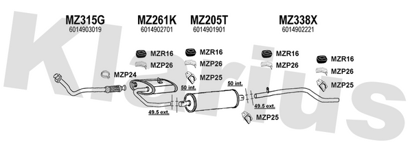 Klarius MZ315G - Front Pipe  - Fits Mercedes 207D 2.4D