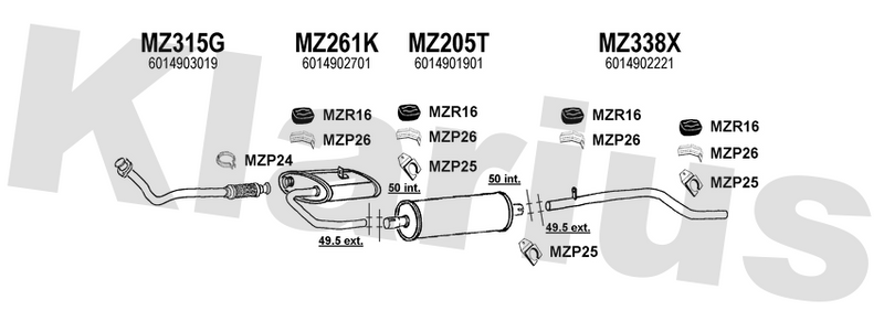 Klarius MZ315G - Front Pipe  - Fits Mercedes 207D 2.4D