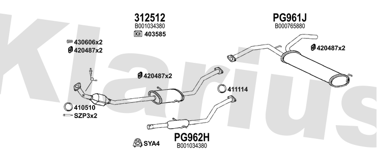Klarius 312512 - Catalyst Type Approved  - Fits Citroen C1 1.0VTi
