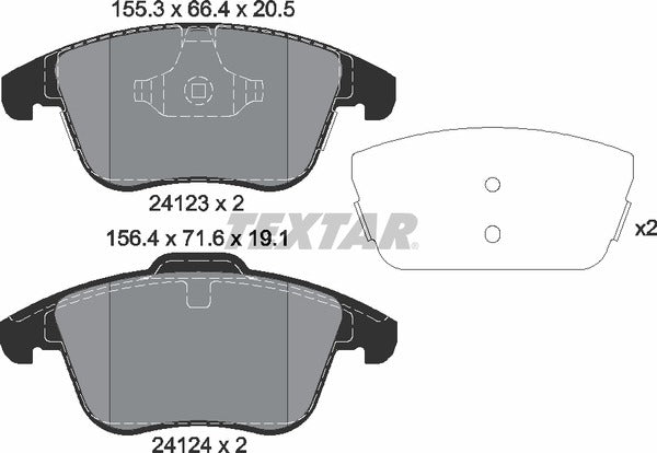 Ford Jaguar Land Rover Mg Volvo, Brake Pad Set - Textar 2412305