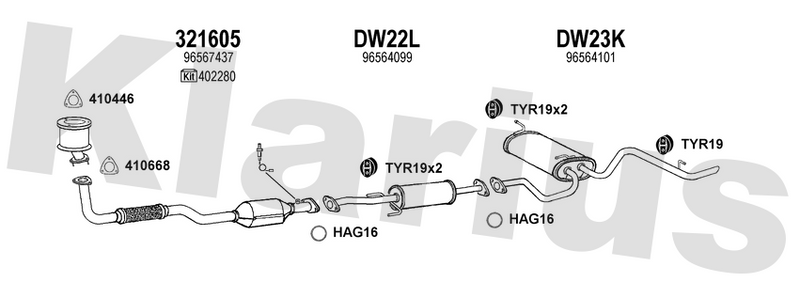 Klarius 321605 - Catalyst Type Approved Withpip  - Fits Daewoo Matiz 0.8i