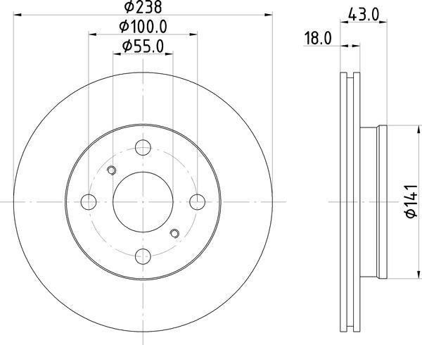 Mintex Brake Discs fits -Toyota V238:4 MDC1044 (also fits other vehicles)