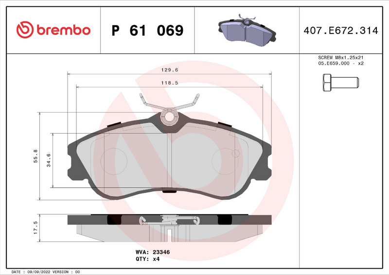 Brembo Brake Pad Set - P61069