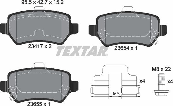 Chevrolet Kia Opel Vauxhall, Brake Pad Set - Textar 2341703
