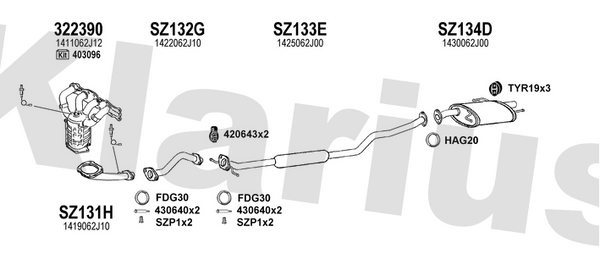 Klarius 322390 - Catalyst Type Approved Withpip  - Fits Suzuki Swift 1.3i