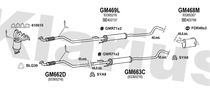 Klarius GM469L - Box With Centre Pipe  - Fits Opel Meriva 1.6i