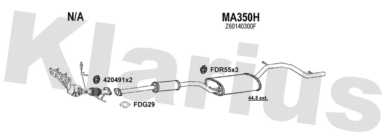Klarius MA350H - Box With Tail Pipe  - Fits Mazda 3 (BK) 1.4i