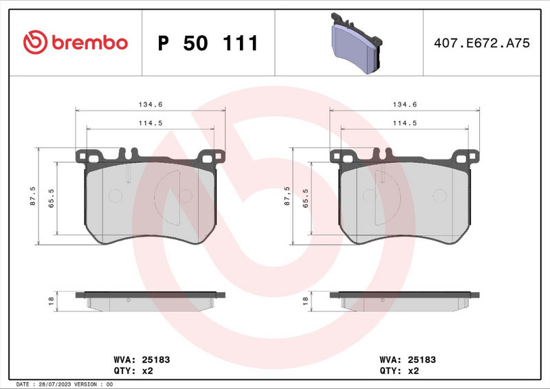 Brembo Brake Pad Set - P50111