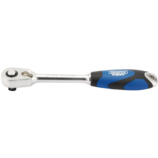 60 Tooth Micro Head Reversible Soft Grip Ratchet, 3/8" Sq Dr