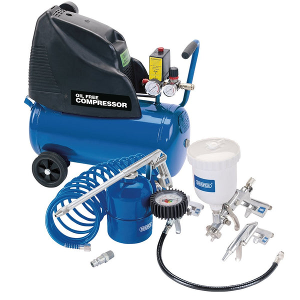 Draper Oilfree 24L Comp.+ 5Pc Air Kit - 25936
