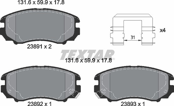 Textar Brake Pad Set - 2389105