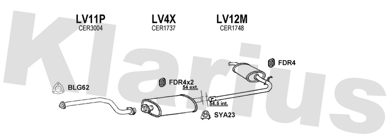 Klarius LV11P - Front Pipe  - Fits Leyland DAF/LDV Convoy 2.5D