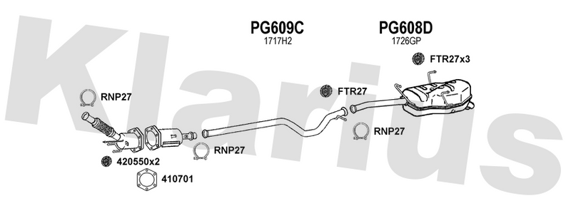 Klarius PG609C - Centre Pipe  - Fits Peugeot 607 2.2HDi