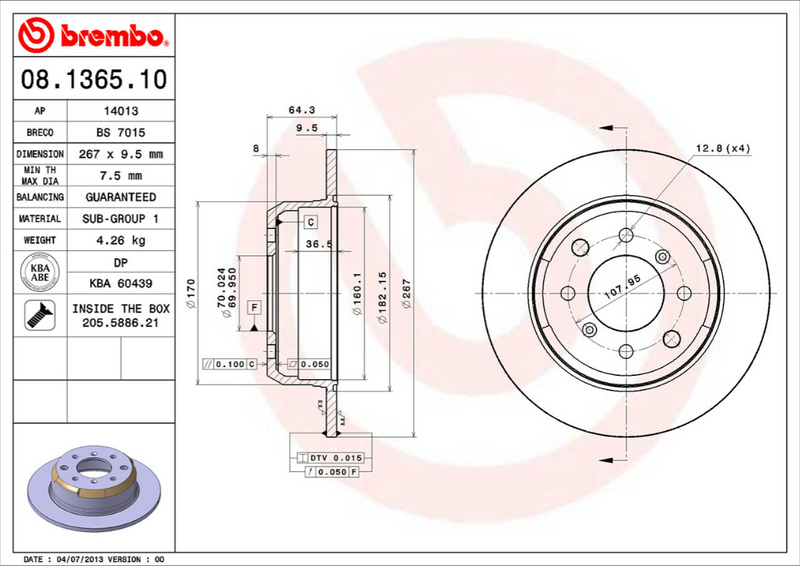 Brembo Brake Disc Pair - 08.1365.10