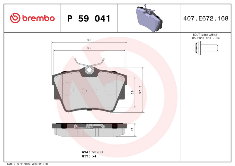 Brembo Brake Pad Set - P59041
