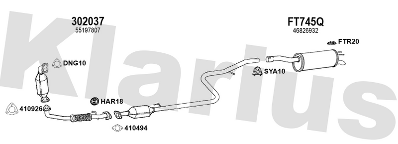 Klarius 302037 - Front Pipe For Cat  - Fits Fiat Doblo 1.9JTD