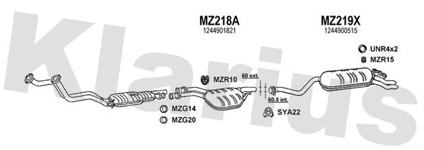 Klarius MZ218A - Box With Centre Pipe  - Fits Mercedes 200 T,TE 2.0
