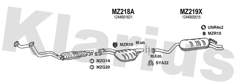 Klarius MZ218A - Box With Centre Pipe  - Fits Mercedes 200 T,TE 2.0