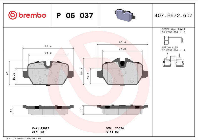Brembo Brake Pad Set - P06037