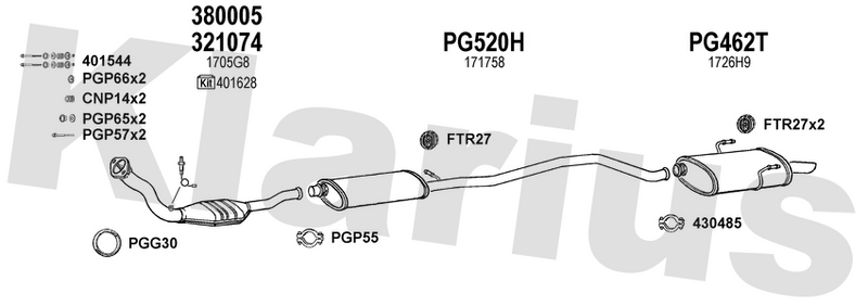 Klarius 321074 - Catalyst Type Approved Withpip  - Fits Peugeot 406 2.0i