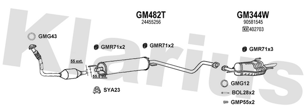 Klarius GM482T - Box With Centre Pipe  - Fits Opel Zafira 2.0DTi