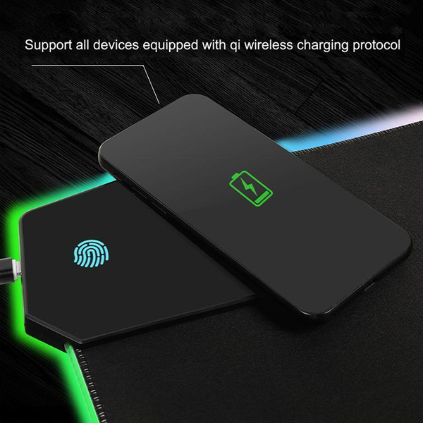 Gaming mouse and keyboard pad with wireless charger