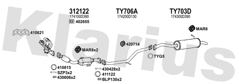 Klarius 312122 - Catalyst Type Approved  - Fits Toyota Auris 1.6VVT-i