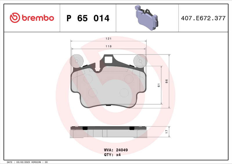 Brembo Brake Pad Set - P65014