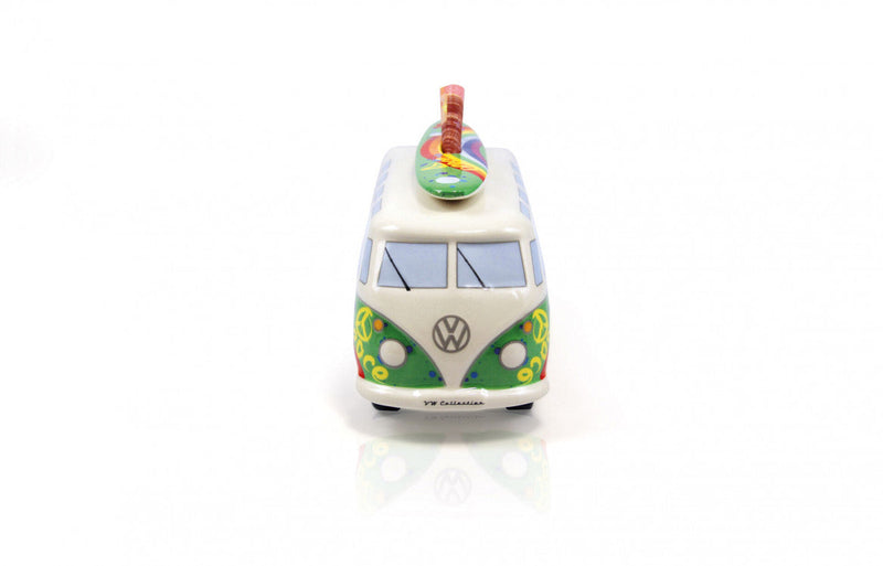 VW T1 Bus Money Bank (Scale 1:18) With Surf Board In Gift Box - Peace