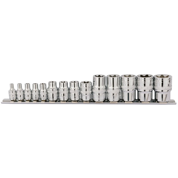 Draper TX-STAR Socket Set, 1/4", 3/8" & 1/2" Sq Dr (14 Piece)